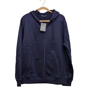 Blue Ice Full Zip Hoodie Mens Large Navy Blue Fleece Pockets Basic Athleisure